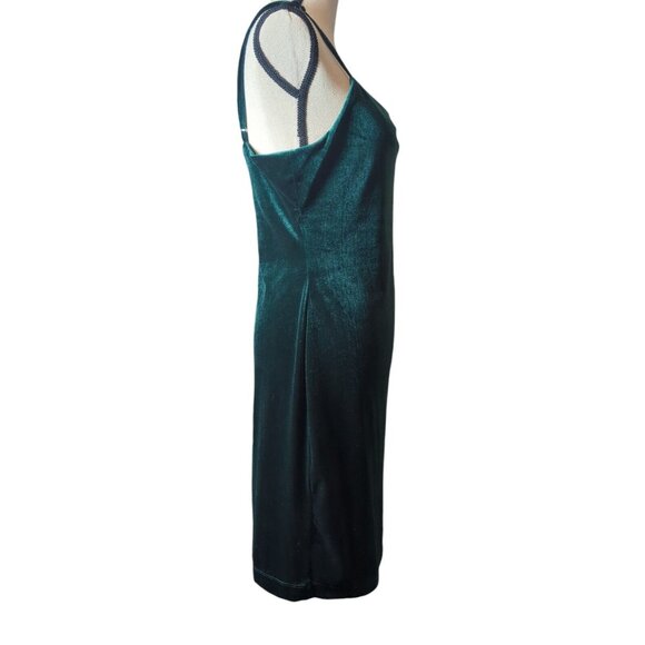 GB Womens Emerald Green Crush Velvet Dress XL Fairy Holiday Gothic Elegance Glam - Picture 4 of 13